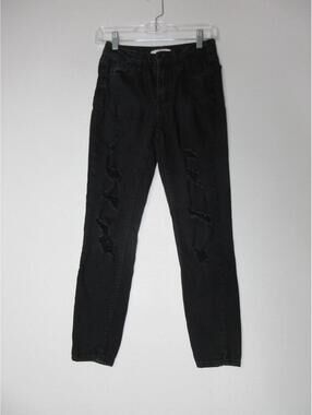 So Vintage Vibe Womens High Rise Distressed Ankle Skinny Jeans Size 1 Black